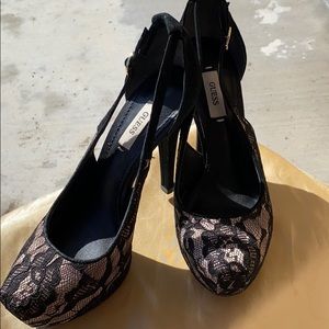Guess , Black and Nude platform heels
